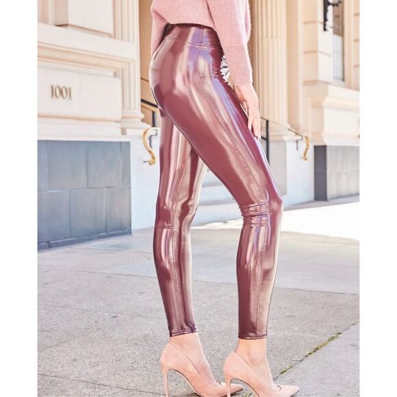 SPANX Faux Patent Leather Leggings in Ruby Size SP - Picture 10 of 12